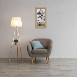 AK Frames 16X8 Light Oak Modern Multi Photo Frame With Silver Mount - Holds 3 Apertures (3X) 7X5 Photos - thumbnail 3