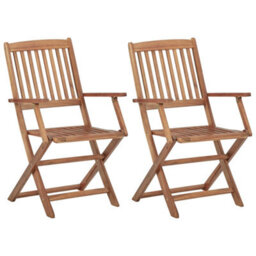 Vidaxl Folding Outdoor Chairs 2 Pcs Solid Acacia Wood