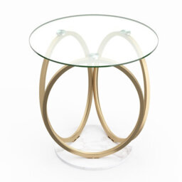 Costway Round Glass Coffee Table Modern Center Table With Geometric Gold Metal Ring Frame - thumbnail 4