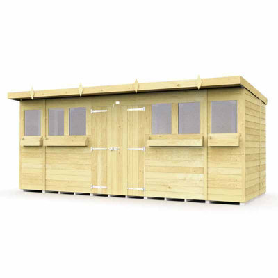 Buttercup Farm 16 X 5 Feet Pent Summer Shed - Wood - L147 X W474 X H201 Cm - image 1