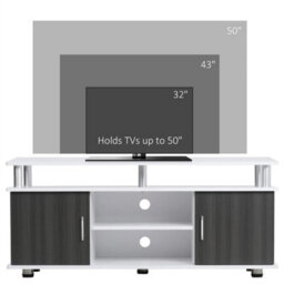 Tv Cabinet Stand Entertainment Center Media Console Storage Grey, White - thumbnail 3