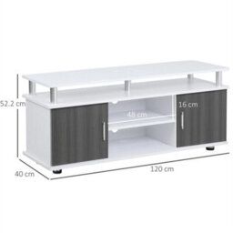 Tv Cabinet Stand Entertainment Center Media Console Storage Grey, White - thumbnail 2