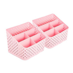 Multi-Compartment Plastic Desk Storage Organiser 2 Pack - Medium Size Grey - thumbnail 2