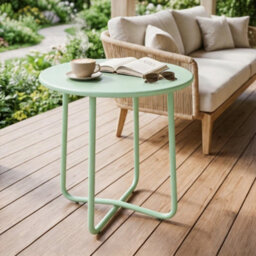 Outsunny Metal Garden Side Table, 48 Cm Round Outdoor Table, Green