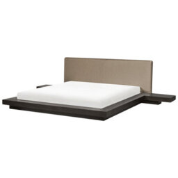 Beliani Bed With Led Boucle Zen 160 X 200 Cm (Eu King Size) Dark Ash Wood - thumbnail 4
