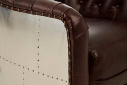 Orsina Classic Armchair With Buttoned Back,leather Upholstered Chair, Luxe Accent Chair With Black Walnut Orb Feet - thumbnail 5