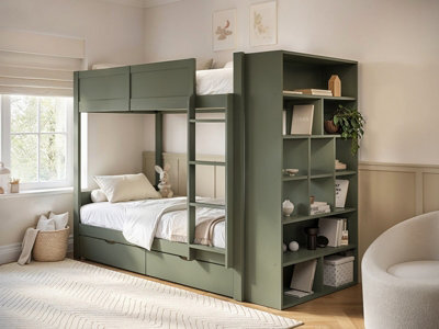 Flair Ruby Wooden Bunk Bed With Storage Green - image 1