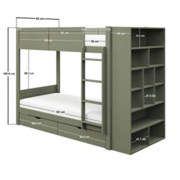 Flair Ruby Wooden Bunk Bed With Storage Green - thumbnail 7