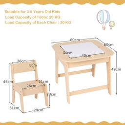 Gainoom Toddler Writing Double-Sized Table 3 Pcs Kids Table & Chair Set - thumbnail 2