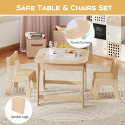 Gainoom Toddler Writing Double-Sized Table 3 Pcs Kids Table & Chair Set - thumbnail 3