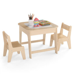 Gainoom Toddler Writing Double-Sized Table 3 Pcs Kids Table & Chair Set - thumbnail 1