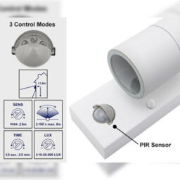 Long Life Lamps Company Pir Matt White Up Down Stainless Steel Outdoor Wall Light With Movement Sensor Zlc058Dsenw - thumbnail 5