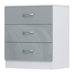 Harmin High Gloss Grey On White 3 Drawer Chest With Sleek Metal Handles - Dimensions: Height 68.5 Cm X Width 60 Cm X Depth 40 Cm - thumbnail 8