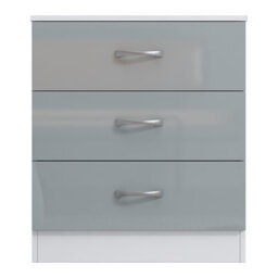 Harmin High Gloss Grey On White 3 Drawer Chest With Sleek Metal Handles - Dimensions: Height 68.5 Cm X Width 60 Cm X Depth 40 Cm - thumbnail 9