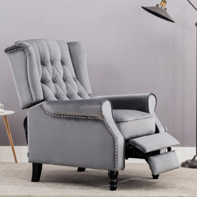 More4Homes Althorpe Pushback Wingback Fireside Recliner Armchair (Grey Velvet) - image 1