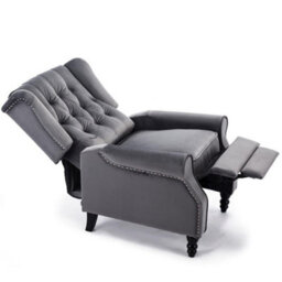 More4Homes Althorpe Pushback Wingback Fireside Recliner Armchair (Grey Velvet) - thumbnail 5