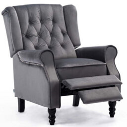More4Homes Althorpe Pushback Wingback Fireside Recliner Armchair (Grey Velvet) - thumbnail 4