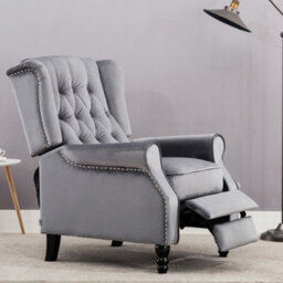 More4Homes Althorpe Pushback Wingback Fireside Recliner Armchair (Grey Velvet)
