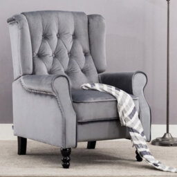More4Homes Althorpe Pushback Wingback Fireside Recliner Armchair (Grey Velvet) - thumbnail 2