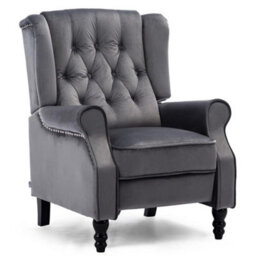 More4Homes Althorpe Pushback Wingback Fireside Recliner Armchair (Grey Velvet) - thumbnail 3