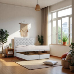 "Knight Sleep End Opening Ottoman Bed Silver Plush 4Ft  With Mattress & 24""headboard - Small Double" - thumbnail 1
