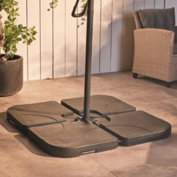 Vonhaus Parasol Base 60L, Umbrella Stand For Outdoor, Garden, Patio, Heavy Duty Banana Parasol Holder, Pack Of 4 Weight Segments - thumbnail 2