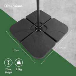 Vonhaus Parasol Base 60L, Umbrella Stand For Outdoor, Garden, Patio, Heavy Duty Banana Parasol Holder, Pack Of 4 Weight Segments - thumbnail 7