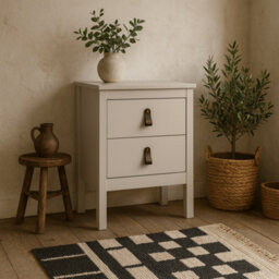 Wyld Haus Wildberry Cashmere Bedside Table 2 Drawers Matt Cream Finish - thumbnail 1