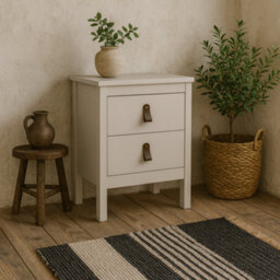 Wyld Haus Wildberry Cashmere Bedside Table 2 Drawers Matt Cream Finish - thumbnail 2