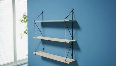 3 Tier Metal Wire Floating Wall Shelf 50 Cm Wide 12 Cm Deep - image 1