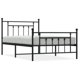 Berkfield Metal Bed Frame With Headboard And Footboard Black 107X203 Cm - thumbnail 2