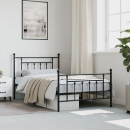 Berkfield Metal Bed Frame With Headboard And Footboard Black 107X203 Cm - thumbnail 3