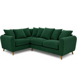 BlissFurniture Ltd Bliss Furniture Harlow Jumbo Cord Left Hand Dual Arm Corner Sofa, Modern Design Suitable For Living Room In Green