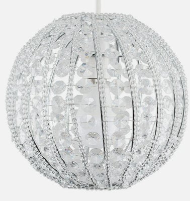 Ornate Lampshade Round Clear Acrylic Jewel Ceiling Light Shade Globe Pendant - image 1