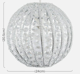 Ornate Lampshade Round Clear Acrylic Jewel Ceiling Light Shade Globe Pendant - thumbnail 4