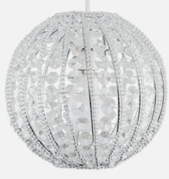 Ornate Lampshade Round Clear Acrylic Jewel Ceiling Light Shade Globe Pendant - thumbnail 1