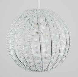 Ornate Lampshade Round Clear Acrylic Jewel Ceiling Light Shade Globe Pendant - thumbnail 2