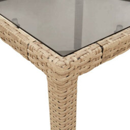 Berkfield Garden Table With Glass Top Beige 190X90X75 Cm Poly Rattan - thumbnail 8