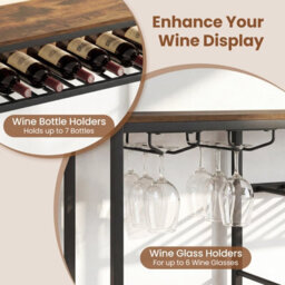 Costway Wine Coffee Bar Cabinet With Led Lights Modern Kitchen Buffet Sideboard - thumbnail 7