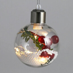 6X 7.8Cm Snow Filled Illuminated Led Light Up Baubles - Filled Brim With Tiny Seasonal Decorations - Hanging Ornament - thumbnail 7