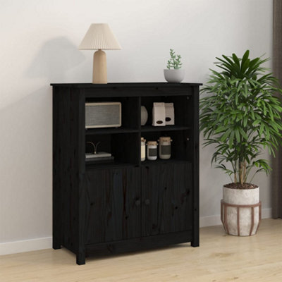 Berkfield Sideboard Black 83X41.5X100 Cm Solid Wood Pine - image 1