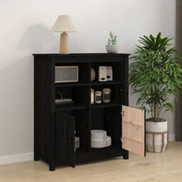Berkfield Sideboard Black 83X41.5X100 Cm Solid Wood Pine - thumbnail 3