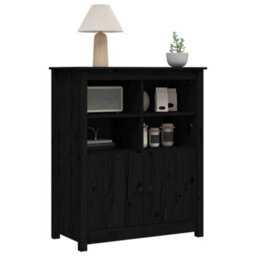 Berkfield Sideboard Black 83X41.5X100 Cm Solid Wood Pine - thumbnail 4