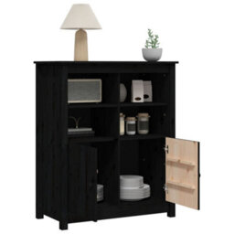 Berkfield Sideboard Black 83X41.5X100 Cm Solid Wood Pine - thumbnail 5