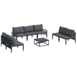 Berkfield Modern Garden Sofa Set 8 Pcs Anthracite Steel - thumbnail 1