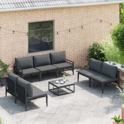 Berkfield Modern Garden Sofa Set 8 Pcs Anthracite Steel - thumbnail 3