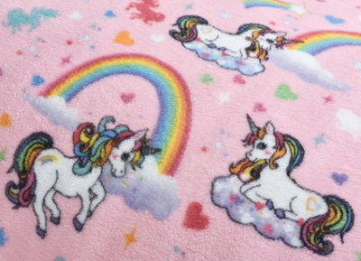Velosso Playful Unicorn Print Duvet Cover & Pillowcase Set, Glow In The Dark Children Bedding, Breathable Fantasy Bedding For Kids - Pink