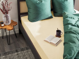 Beliani Fitted Sheet Janbu 160 X 200 Cm Cotton Yellow - thumbnail 2