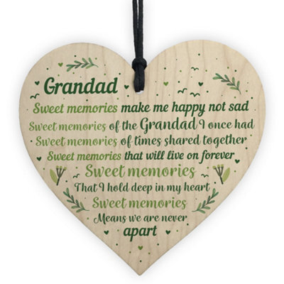 Red Ocean Grandad Grandfather Memorial Plaques For Graveside Handmade Wooden Hanging Heart Plaque Christmas Decoration Bauble - image 1
