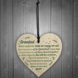 Red Ocean Grandad Grandfather Memorial Plaques For Graveside Handmade Wooden Hanging Heart Plaque Christmas Decoration Bauble - thumbnail 2